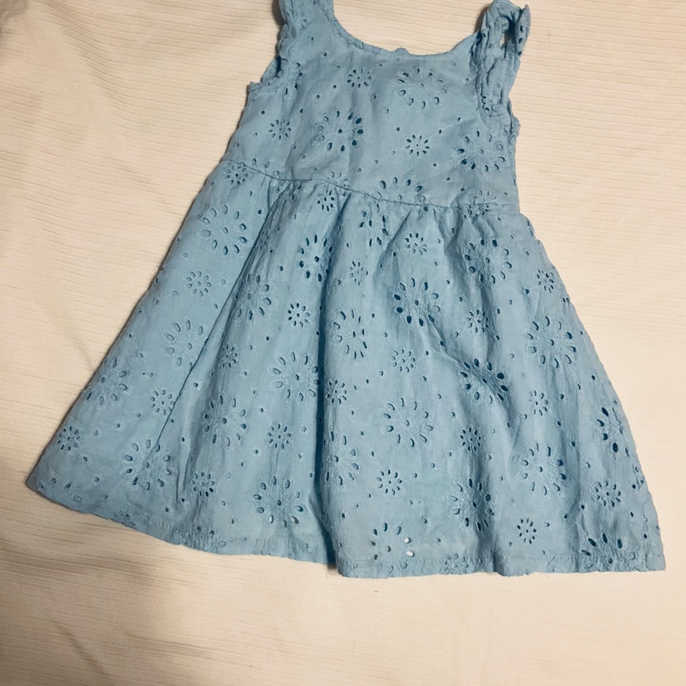 Blue Sleeveless Flutter Sleeve Sundress